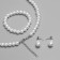 Set 3 objects: earrings, beads, bracelet "Classic", white color, 45 cm