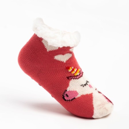 Children's socks with fur inside "unicorn", pink color, size 14-16 (24-27)