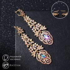 Hanging earrings with rhinestones 