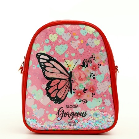 Children's backpack 20*9*22.5, lightning department, butterfly, red-3