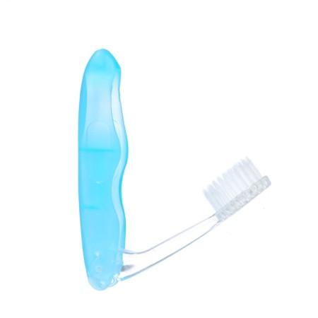 Folding toothbrush in individual packaging, 1 piece, medium hardness, blue-1