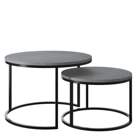 Tables Journal Loft DQ No. 1 Duae (set) D605 (475), H420 (320), thoros Gray marble, m/k black MDF
