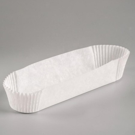 Baking shape is white, oval shape, 3.4 x 13.6 x 2.7 cm, set of 1000 pcs.