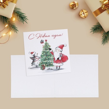 Mini-postcard "Friends", 7 x 7 cm, New Year-2