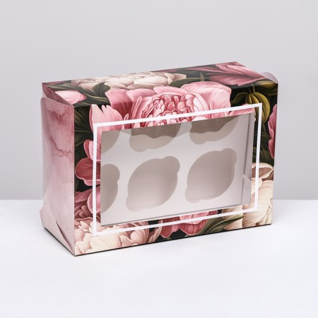 Packaging for 6 cupcakes with a window, "beautiful moments", 25 x 17 x 10 cm