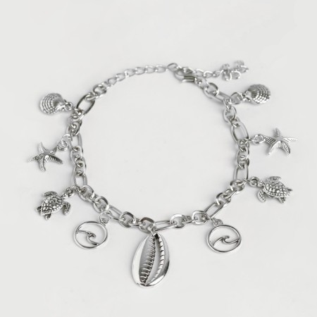 Bracelet on the leg "Sea signs" Color silver, l = 22 cm-5