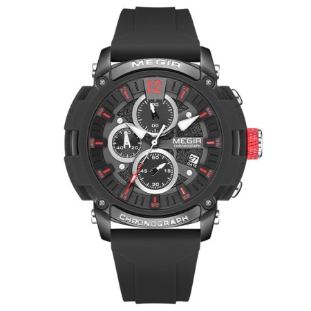Men's watch, d-5.1 cm, with chronograph, 3 atm, luminous, black