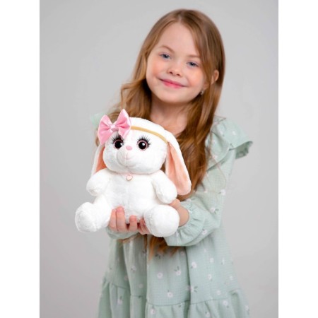 Soft toy "Bunny La Pu", in a dress, with a bandage bow-7