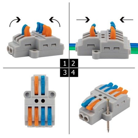 Terminal of QMS 2x2 passing branching 2 poles, with an mounting platform (1 entry, 2 conclusions to the pole)-4