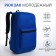 Youth backpack with lightning, external pocket, blue color