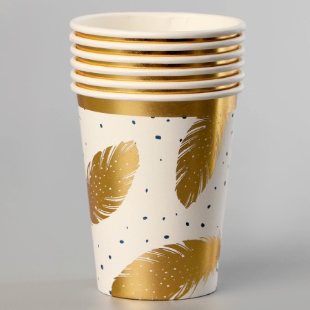 Paper glasses "Golden Feather", 6 pcs.-1