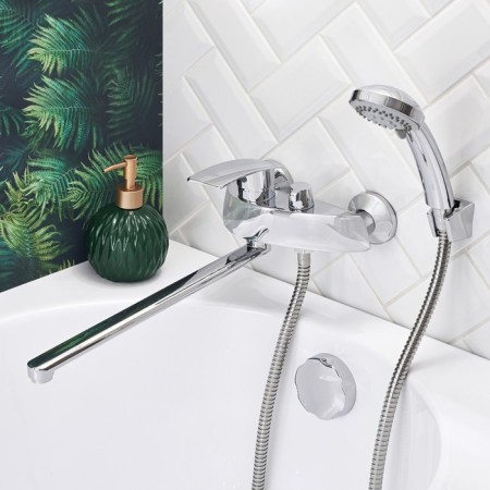 BUNNE BOOOU B8213-46F bath, pour 300 mm, shower set, brass, chrome-1