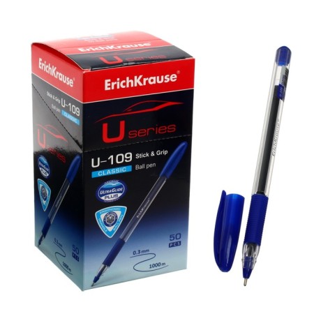 Ballic handle Erichkrause U-109 Classic Stick & Grip 1.0, Ultra Glide Technology, blue ink blue-2