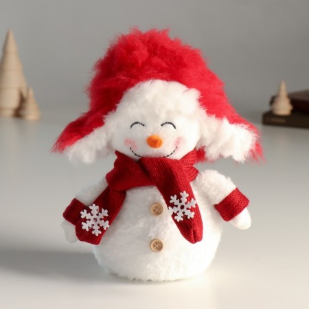 Interior doll "Snowman in a red cap of ear-capture" 19 cm