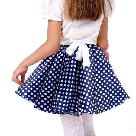 Carnival set "Shtilyagov 5", blue skirt in white peas, belt, bandage, height 134-140 cm-1