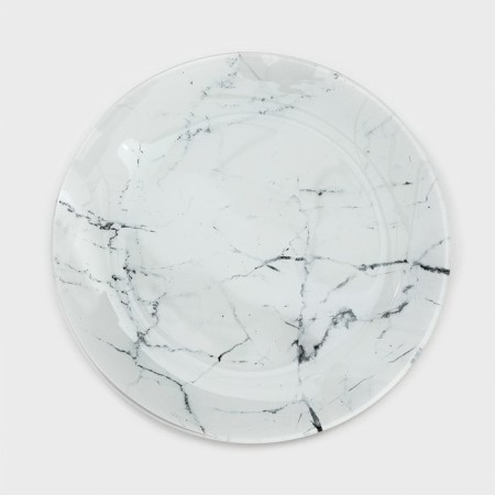 Set of table share “marble”, 7 objects: plate d = 30 cm - 1 pc, d = 21.5 cm - 6 pcs, white color-1