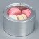 Makarun box, confectionery packaging tube with a window, silver, 12 x 12 x 5 cm