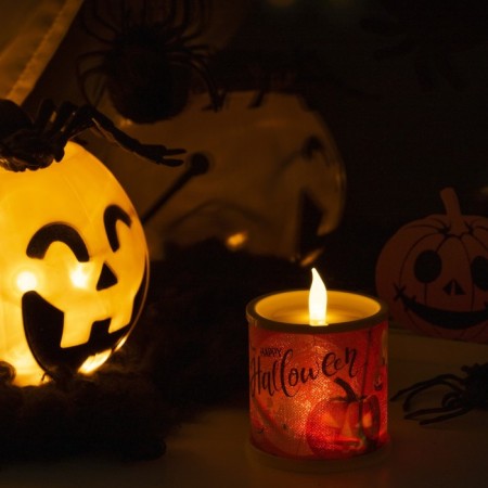 LED figure "Candle with a ghost" 7.5 × 10 × 7.5 cm, plastic, batteries AG13x3, glow warm white