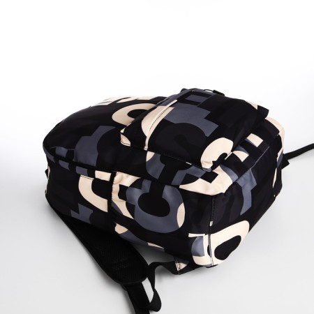 School backpack from textiles on a zipper, 3 pockets, black/gray color-4