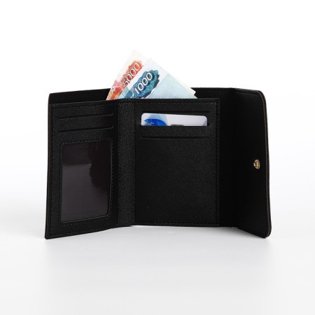 Women's wallet on the button, black color-4