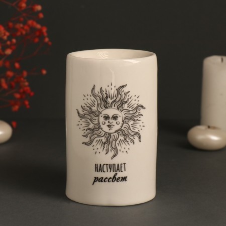 Aroma lamp ceramics "after the night there is always dawn" White 7.2x7.2x11.6 cm-2