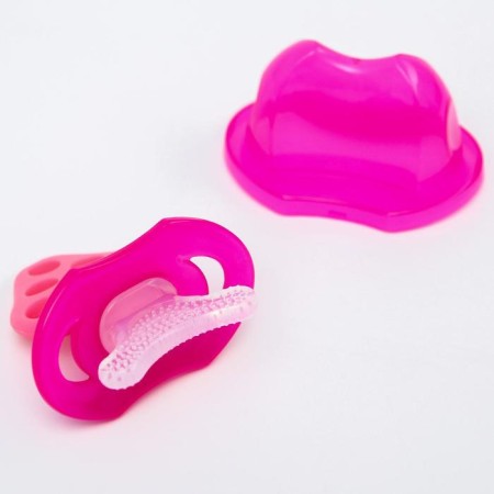Silicone teether "for the front teeth", pink, with a cap, crumb I-12