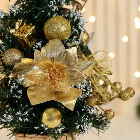 Christmas tree decor "Festive" Flower Bow Vetochka, 16x36 cm, gold-1