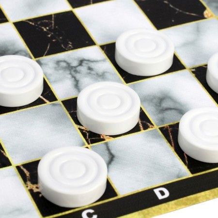 Checkers, 24 pcs, d-3 cm, h-0.9 cm, vinyl field 30 x 30 cm, in a tube-2