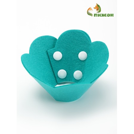 Veterinary collar made of felt "chamomile", size m, bright turquoise