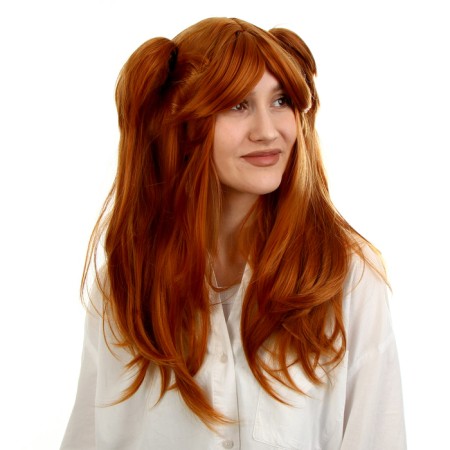 The carnival wig "anime" is red, with tails-3