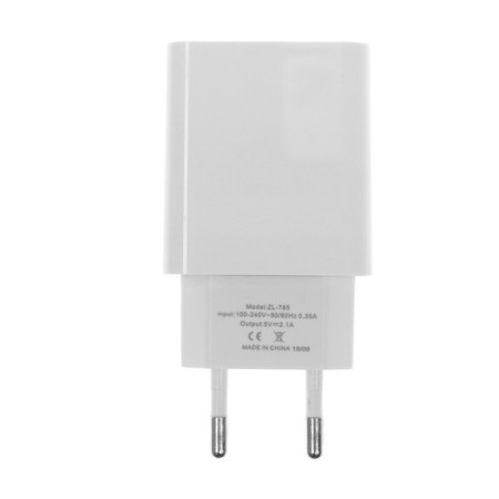 Network charger BYZ B35, 2 USB, 2.1 A, Microusb 1 m, white cable-7