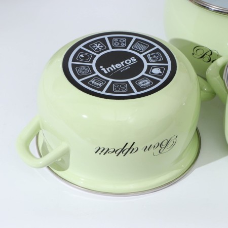 Set of pots "Lime", 3 subjects: 2.1/3.1/4 l, covers, induction, color light green-2