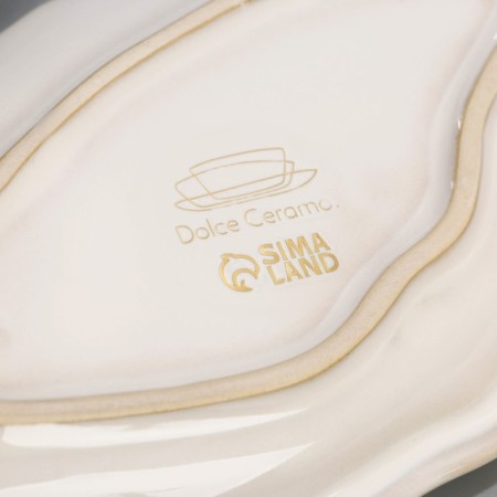 Ceramic plate "Sea shell", 9 x 19 cm white, white color-3