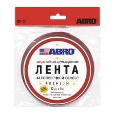 Adhesive tape abro double-sided super-resistant premium white, 12 mm x 5 m OP-12-R