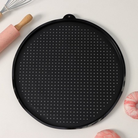 Rug perforated round share, silicone, d = 35 cm, black color-3