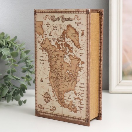 Safe-book wood to the leatherette "Old map" 21x13x5 cm-1
