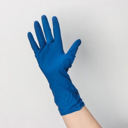 Latex gloves "High Risk", viewing, non -sterile, size S, 50 pcs/UP (25 pairs), blue color-1