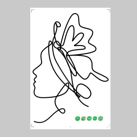 Sticker Plastic Interior Black "Abstraction. Girl with a butterfly on her head" 40x60 cm-1