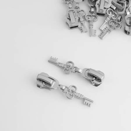 Automatic lock for metal zippers, No. 5, decorative, 10 pcs, Nickel color-1