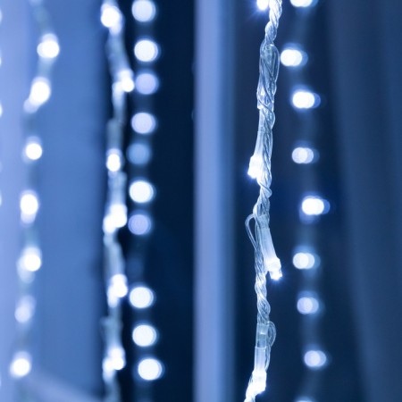 Garland "waterfall" 2 × 1.5 m, IP44, transparent thread, 400 LED, white glow, 8 modes, 220 V-2