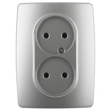 2x2p socket, 16A-250V, IP20, era12, aluminum