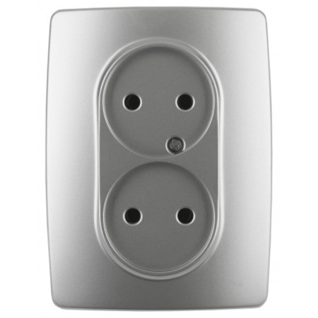2x2p socket, 16A-250V, IP20, era12, aluminum