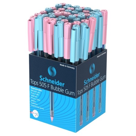Ballic handle Schneider "Tops 505 F Bubble Gum", node 0.8 mm, blue ink, transparent case-3