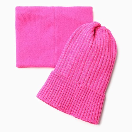 Kit for a girl (hat, snood), raspberry color, size 48-52-3