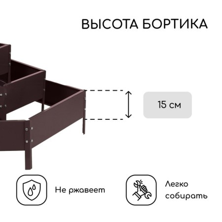 Gavelous flowerbed, 3 tiers, d = 60–100–140 cm, h = 45 cm, brown, Greengo-2