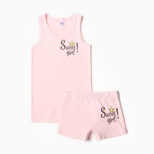 Kit for a girl (T -shirt, panties), powder color, height 140 cm