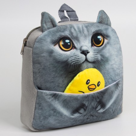Baby backpack for a girl "Kotik" with a chicken-2