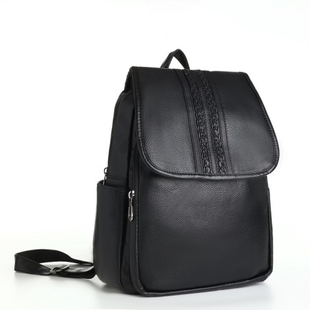 Women's backpack made of artificial leather with lightning, 2 pockets, black color-1