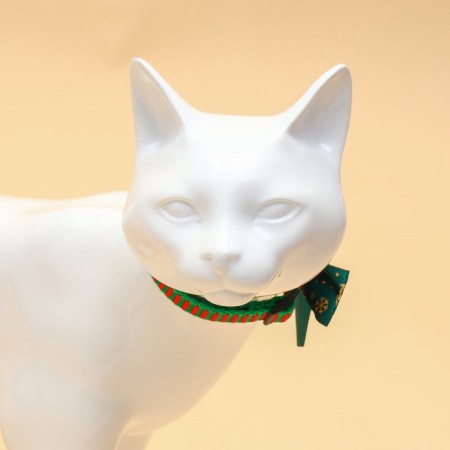 Collar + bow with deer + New Year's suspension "Christmas tree", 30 x 1 cm, kapron, green-2