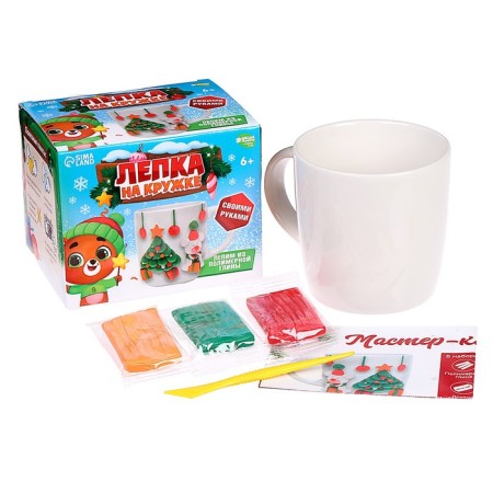 Set for decor mug polymer clay “New Year! Christmas tree "-1